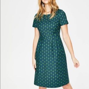 NEW Boden Sierra Textured Dress - Shamrock Clover blue green 6 ☘️